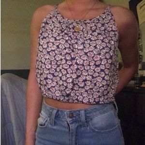 red, white, and blue vintage cropped halter